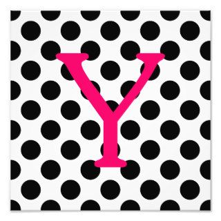 Pink Letter Y on Polka Dots Photographic Print