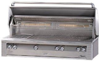 Alfresco LX2 ALX256BFGN 56'' Built in Gas Grill with 998 sq. in. Cooking Surface, Integrated Rotisserie Motor, Dual Work Lights, Flip down Control Panel and All Sear Zone Natural Gas   Freestanding Grills