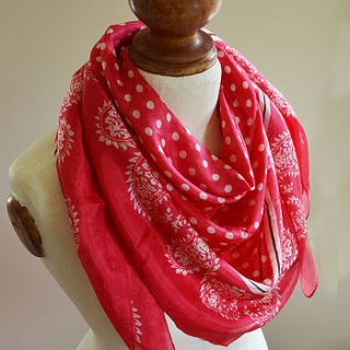 red polka dot silk scarf by highland angel