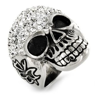 Stainless Steel Cubic Zirconia Skull Ring West Coast Jewelry Men's Rings