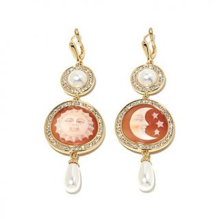 AMEDEO NYC® "Day and Night" Handcarved Cameo Double Drop Earrings