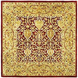 Handmade Mahal Red/ Gold New Zealand Wool Rug (6 Square)
