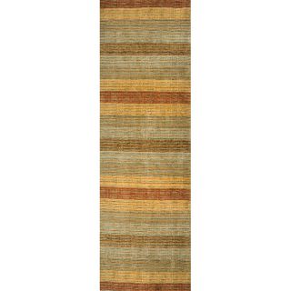 Hand loomed Loft Multi Stripes Wool Rug (26 X 80)