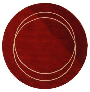 Handmade Rodeo Drive Circle Of Life Red/ Ivory N.Z. Wool Rug (79 Round)