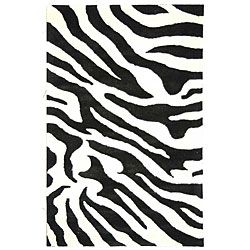 Handmade Soho Zebra Wave Beige/ Black N. Z. Wool Rug (36 X 56)