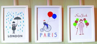 london paris new york set of three prints by paper heart