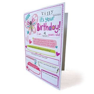 personalised girl's birthday card by tandem green