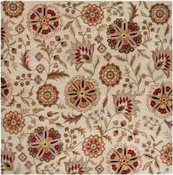 Hand tufted Whimsy Beige Floral Wool Rug (4 Square)