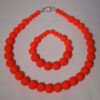 orange glass beads necklace and bracelet set by m by margaret quon