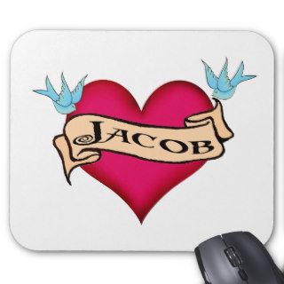 Jacob   Custom Heart Tattoo T shirts & Gifts Mouse Mat
