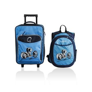 Obersee Kids Motorcycle 2 piece Backpack And Carry On Upright Luggage Set