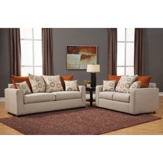 Furniture Of America Dasher Contemporary Fabric 2 piece Beige Sofa love Set
