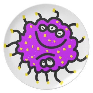 Purple Cartoon Germ Party Plates