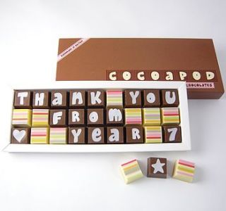 personalised chocolates for teachers by chocolate by cocoapod chocolate
