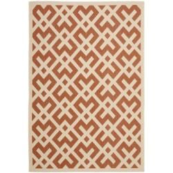 Poolside Terracotta/bone Indoor/outdoor Bordered Rug (8 X 112)