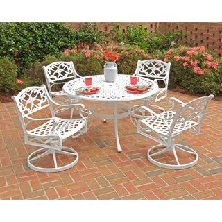 Home Styles Biscayne 42 inch 5 piece White Cast Aluminum Patio Dining Set White Size 5 Piece Sets