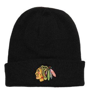 Chicago Blackhawks (B47) Black Beanie Hat   NHL Cuffed Winter Knit Toque Cap  Sports Fan Novelty Headwear  Sports & Outdoors