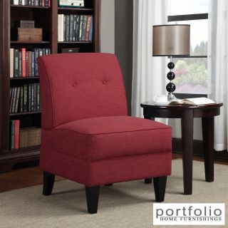 Portfolio Engle Sunset Red Linen Armless Chair