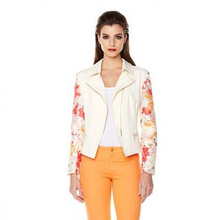 IMAN Global Chic Show Stopping Fabulous Floral Moto Jacket