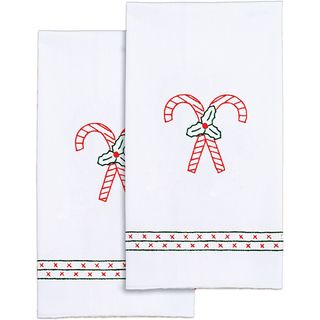 Stamped White Decorative Hand Towel Craft Kit 17 X 28 One Pair