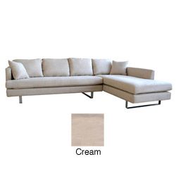Beatrice Cream Microfiber Sofa With Chaise Set