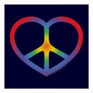Rainbow Heart, Love, Peace Sign Print