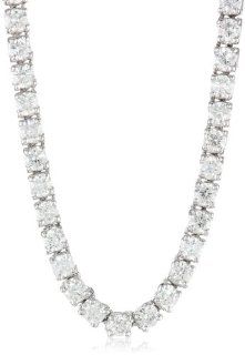 18K White Gold Diamond Tennis Necklace (9.00 cttw, H I Color, SI2 I1 Clarity), 17" Jewelry