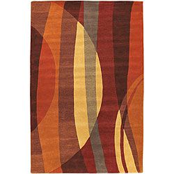Hand tufted Contemporary Multi Colored Stripe Metro New Zealand Wool Rugs Set Of 2 (2 X 3)