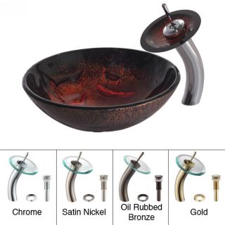 Kraus Bathroom Combo Set Lava Glass Vessel Sink And Waterfall Faucet