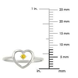 10k Gold Petite Designer November Birthstone Citrine Heart Ring Gemstone Rings