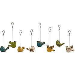 Set Of 8 Feathered Friends Hanging Birds