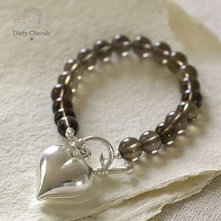 smoky quartz heart bracelet by dirty cherub