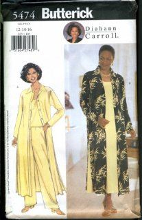Butterick 5474 Sewing Pattern for Diahann Carroll Duster, Dress Top and Pants