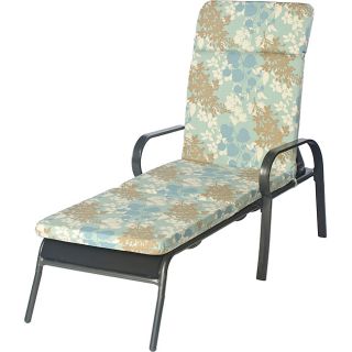 Ali Patio Outdoor Smooth Edge Blue Floral Chaise Lounge Chair Cushion