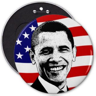 Obama Red White & Blue American Flag Button
