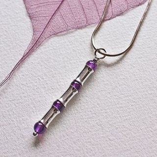 amethyst and silver bamboo necklace by louise mary designs