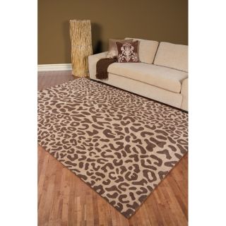 Hand tufted Brown Leopard Whimsy Animal Print Wool Rug (76 X 96)