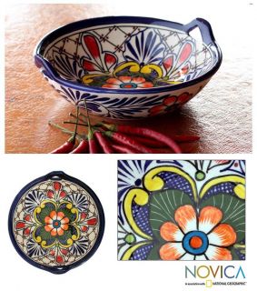 Handcrafted Ceramic Marigold Mosaic Talavera Bowl (mexico)