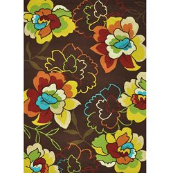 Alexander Home Hand hooked Coventry Brown Floral Indoor/ Outdoor Rug (76 X 96) Brown Size 8 x 10