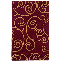 Hand tufted Archer Burgundy Wool Rug (4 X 6)