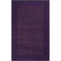 Hand crafted Purple Tone on tone Bordered Wool Rug (33 X 53)