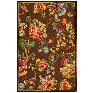 Hand hooked Transitional Brown Wool Rug (39 X 59)