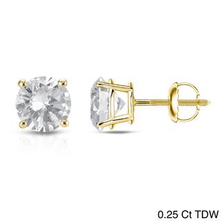 Auriya 14K Yellow Gold 1/4ct to 1ct TDW Round Diamond Screw Back Earrings (E F, VS1 VS2) Auriya Diamond Earrings