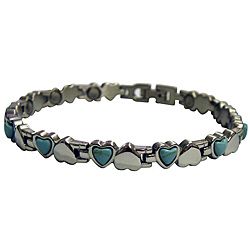 Magnetic Small Hearts Silver And Turquoise Bracelet