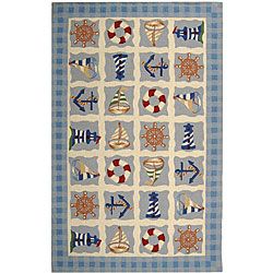 Hand hooked Sailor Ivory Wool Rug (39 X 59)