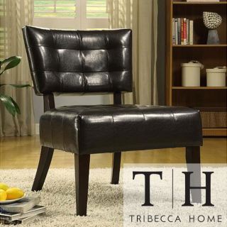 Tribecca Home Charlotte Brown Faux Leather Armless Occasional Chair