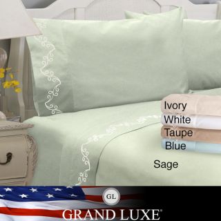 Grand Luxe 300 Thread Count Egyptian Cotton Sateen Scroll Deep Pocket Sheet Set Or Pillowcase Separates