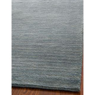 Loomed Knotted Himalayan Solid Blue Wool Rug (3 X 5)