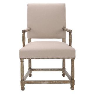 Safavieh Bexley Beige Linen Nailhead Arm Chair
