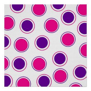Hot Pink and Purple Polka Dots Concentric Circles Print